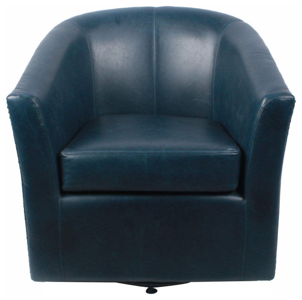 Ernest Bonded Leather Swivel Chair, Blue