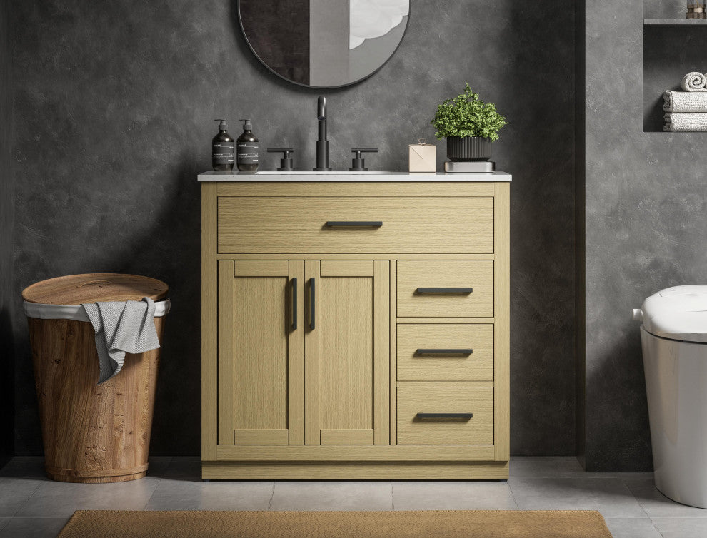 Home Living 36" Single Bathroom Vanity, Honey Brown