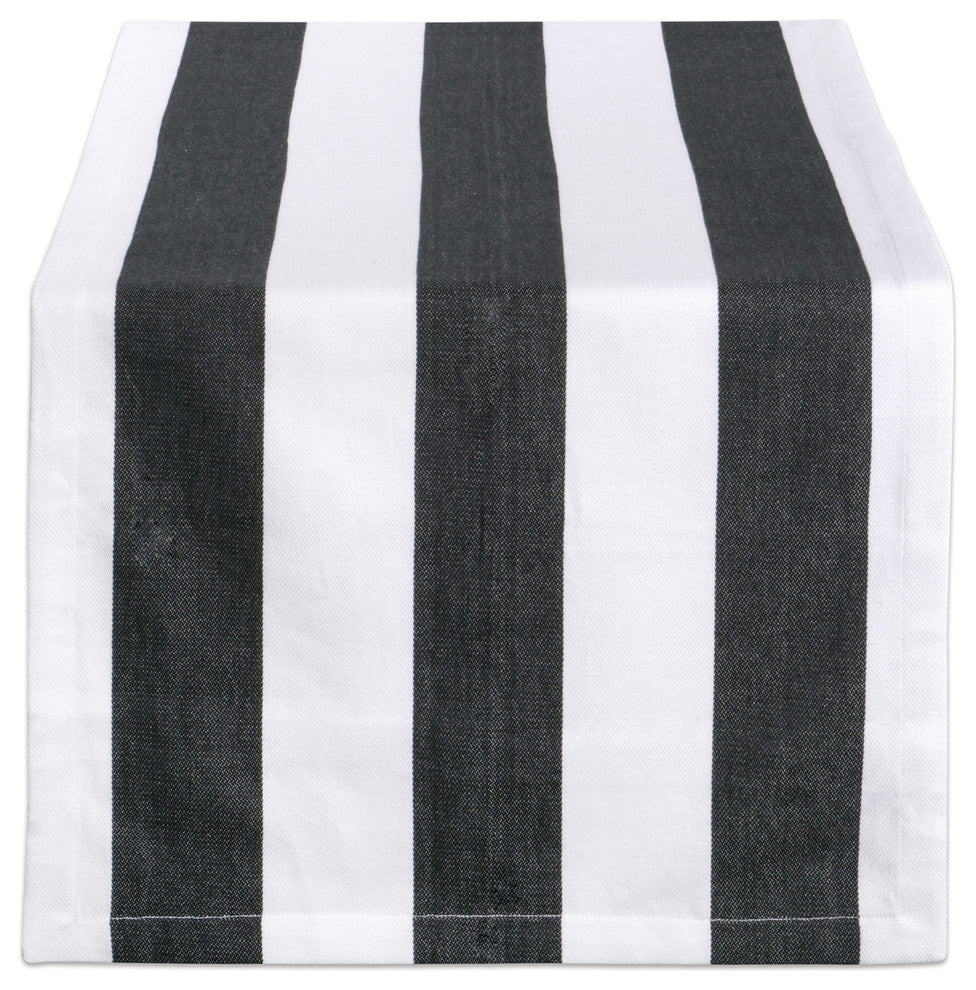 DII Black/White Dobby Stripe Table Runner