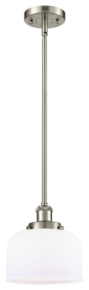Large Bell 1-Light Pendant, Brushed Satin Nickel, Matte White