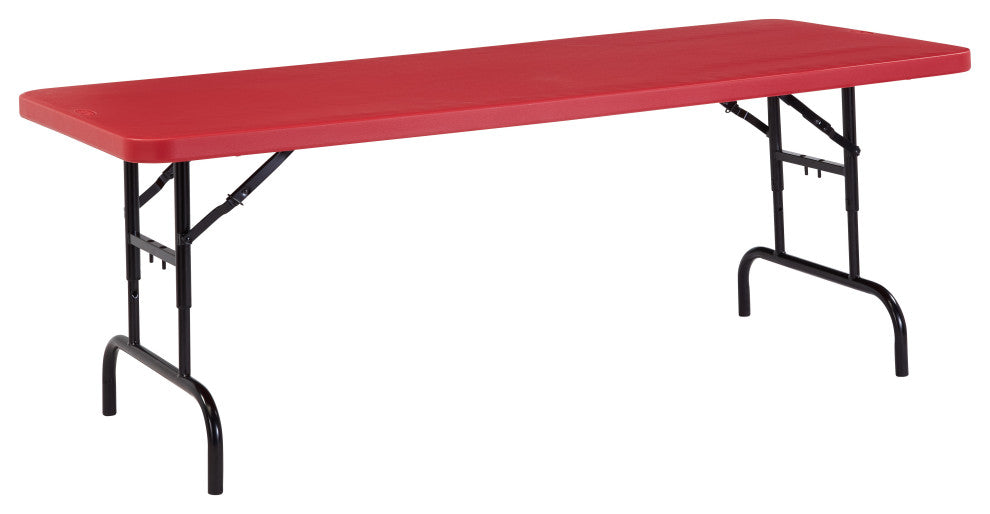 NPS BTA Series 30x72" Height Adjust Plastic Heavy Duty Folding Table in Red