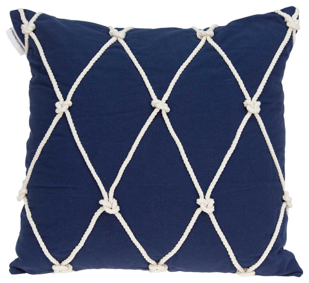 20" X 7" X 20" Nautical Blue Pillow Cover With Down Insert