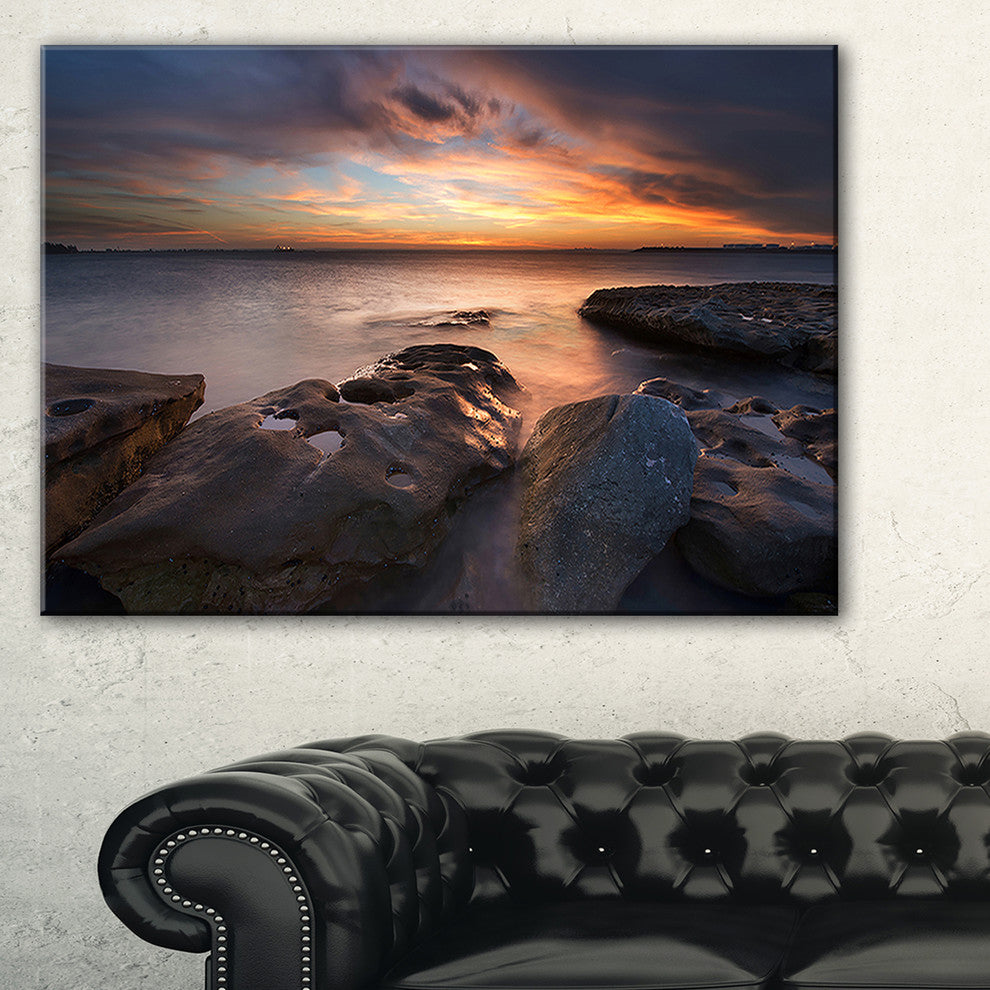 "Dark La Perouse Beach in Sydney" Seashore Canvas Print, 40"x20"