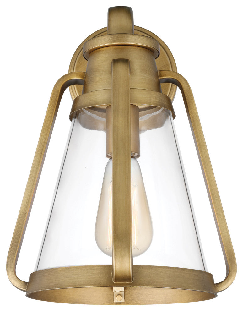 Everett 1-Light Large Wall Sconce, Natural Brass With Clear Glass