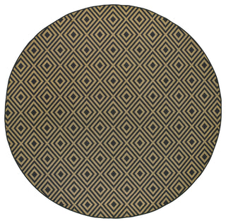 Oriental Weavers Marina Black/ Tan Geometric Indoor/Outdoor Rug 7'10" RND