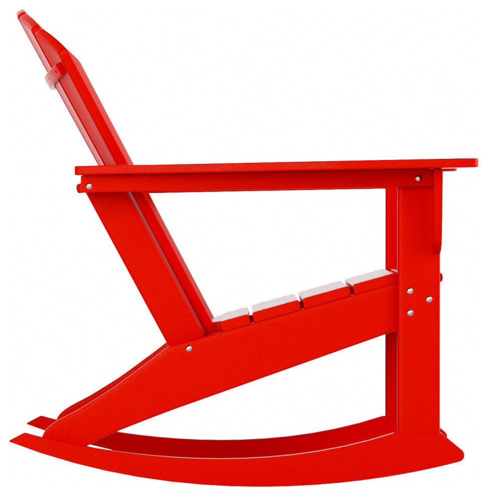 WestinTrends Outdoor Patio Poly Lumber Adirondack Porch Rocking Chair Rocker, Red