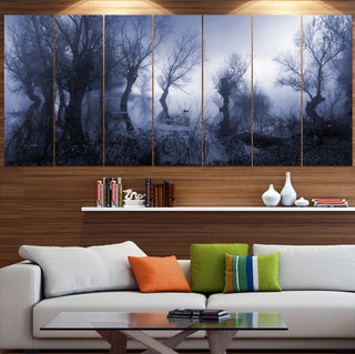 Creepy Landscape in Sepia Tones, Landscape Canvas Art Print, 83"x32", 7 Panels