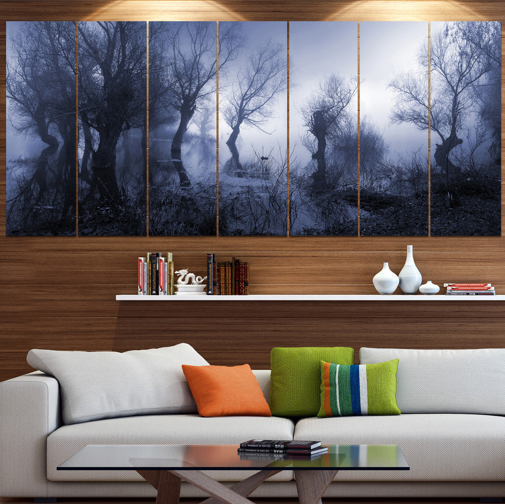 Creepy Landscape in Sepia Tones, Landscape Canvas Art Print, 83"x32", 7 Panels