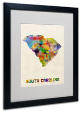 'South Carolina Map' Matted Framed Canvas Art by Michael Tompsett