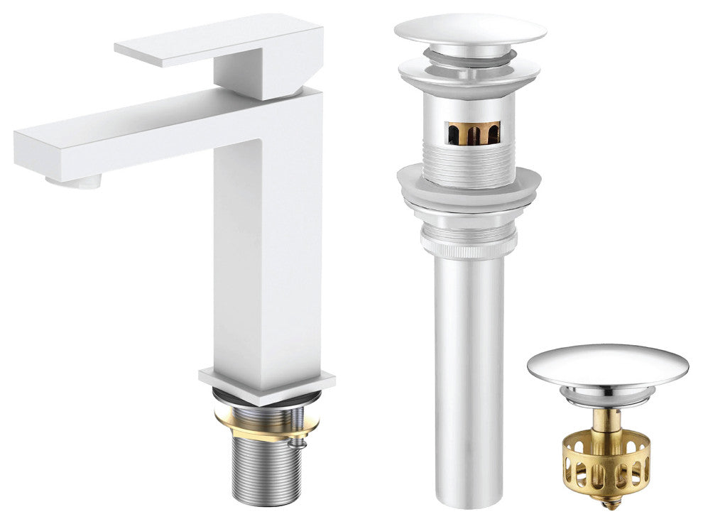 Fine Fixtures Modern Single Hole Bathroom Sink Faucet with Pop-up Drain