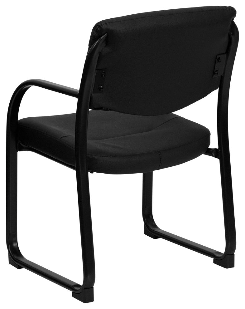 Black Leather Executive Side Chair With Sled Base