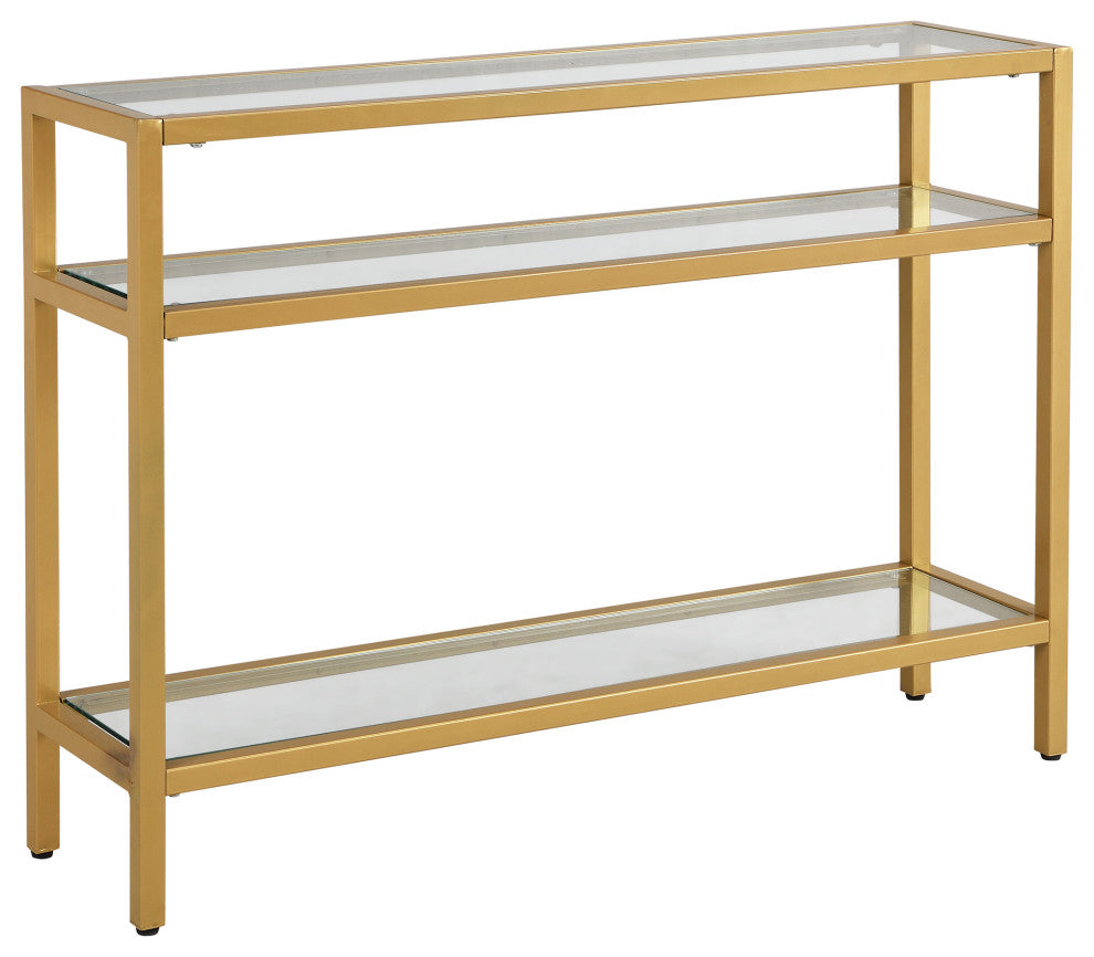Chrysalis 3 Tier Glass Top Console, Gold