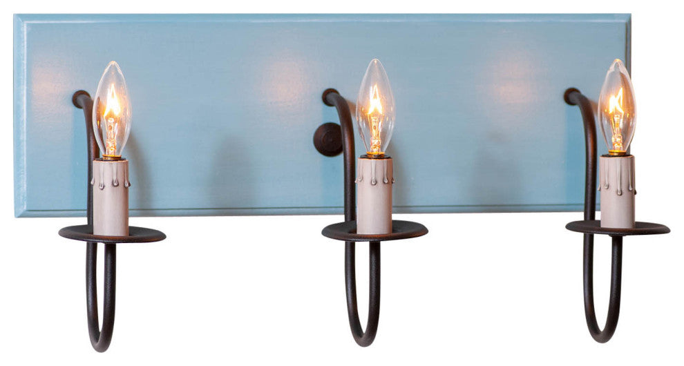 Irvins Country Tinware 3 Light Vanity Light in Misty Blue