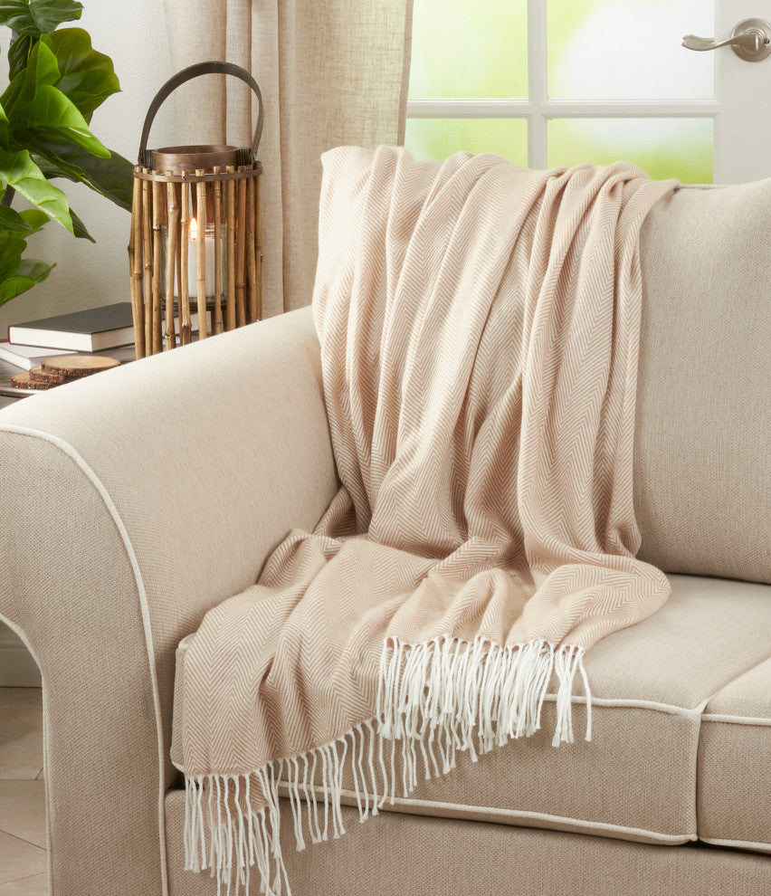 Herringbone Throw, Camel