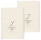 Linum Home Turkish Cotton Monica 2-Piece Embellished Washcloth Set, Cream