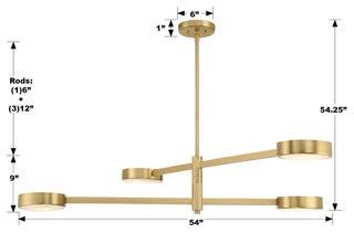 Orson 4 Light Modern Gold Chandelier