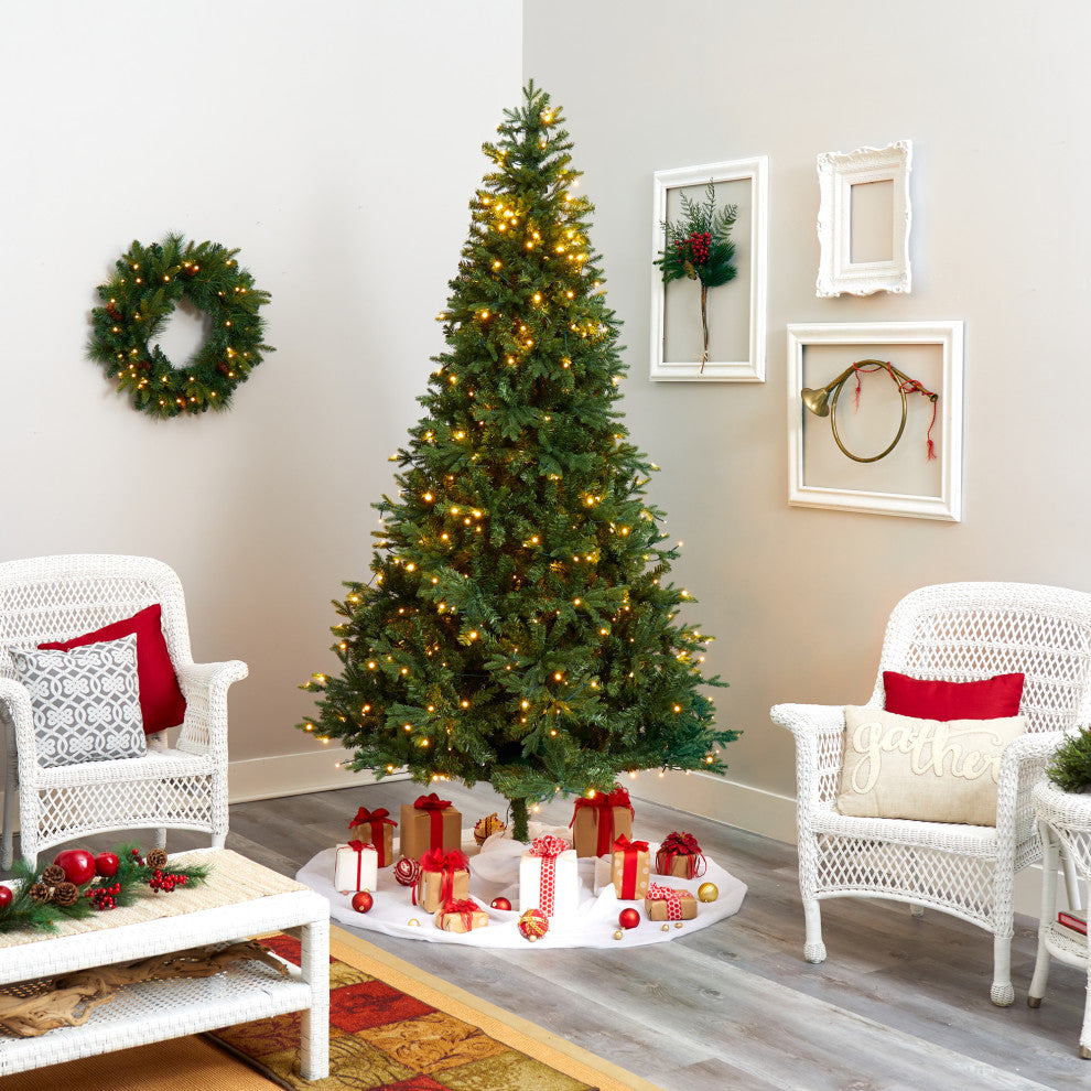 8' Vermont Fir Artificial Christmas Tree With 450 Clear LED Lights