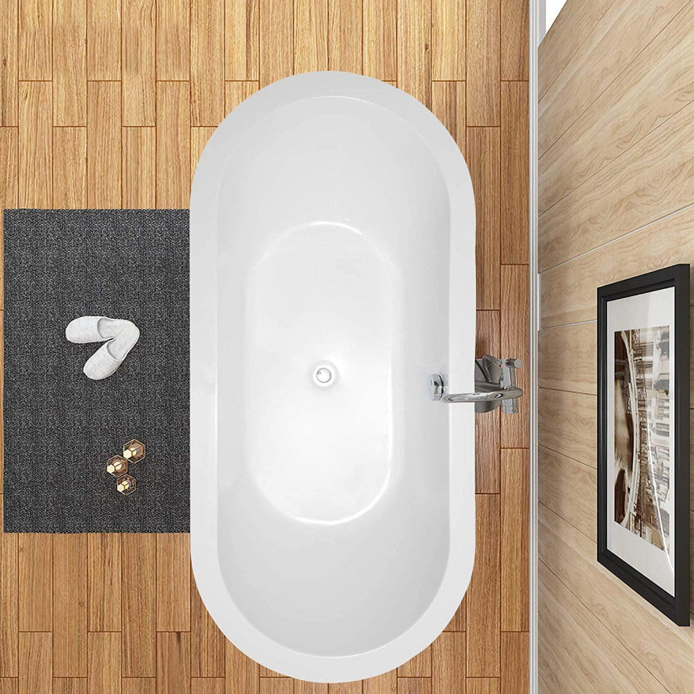 Vanity Art Freestanding Acrylic Bathtub, White, Large