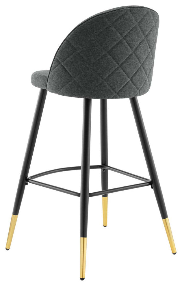 Bar Stool Chair Barstool, Set of 2, Fabric, Metal, Gray, Modern, Bar Pub
