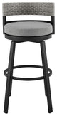 Armen Living Encinitas 26" Aluminum Outdoor Counter Stool in Dark Gray/Black