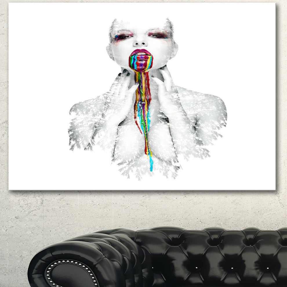 Woman With Creative Bright Make Up, Portrait Canvas Art Print, 60"x28"