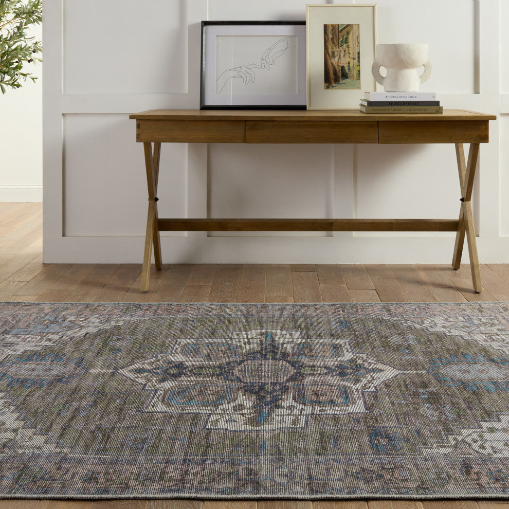 Vibe by Jaipur Living Chaplin Medallion Green/ Blue Area Rug 5'3"X8'