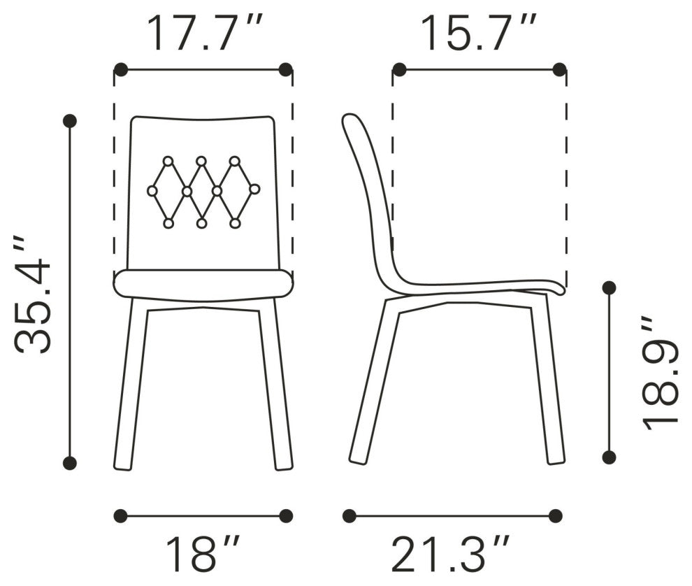 Dining Chair, Set of 2, Fabric, Wood, Gray, Brown, Bar Kitchen Cafe Bistro