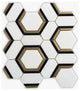 Neromarquina and Thassos and Brass Polished 3" Hexagon Marble Mosaic