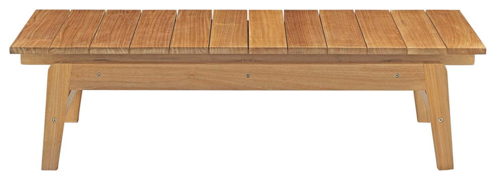 Lounge Coffee Table, Rectangular, Brown Natural, Wood, Modern, Outdoor Patio