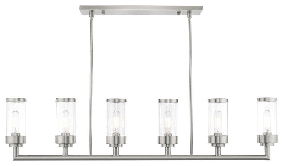 Livex Lighting Brushed Nickel 6-Light Linear Chandelier