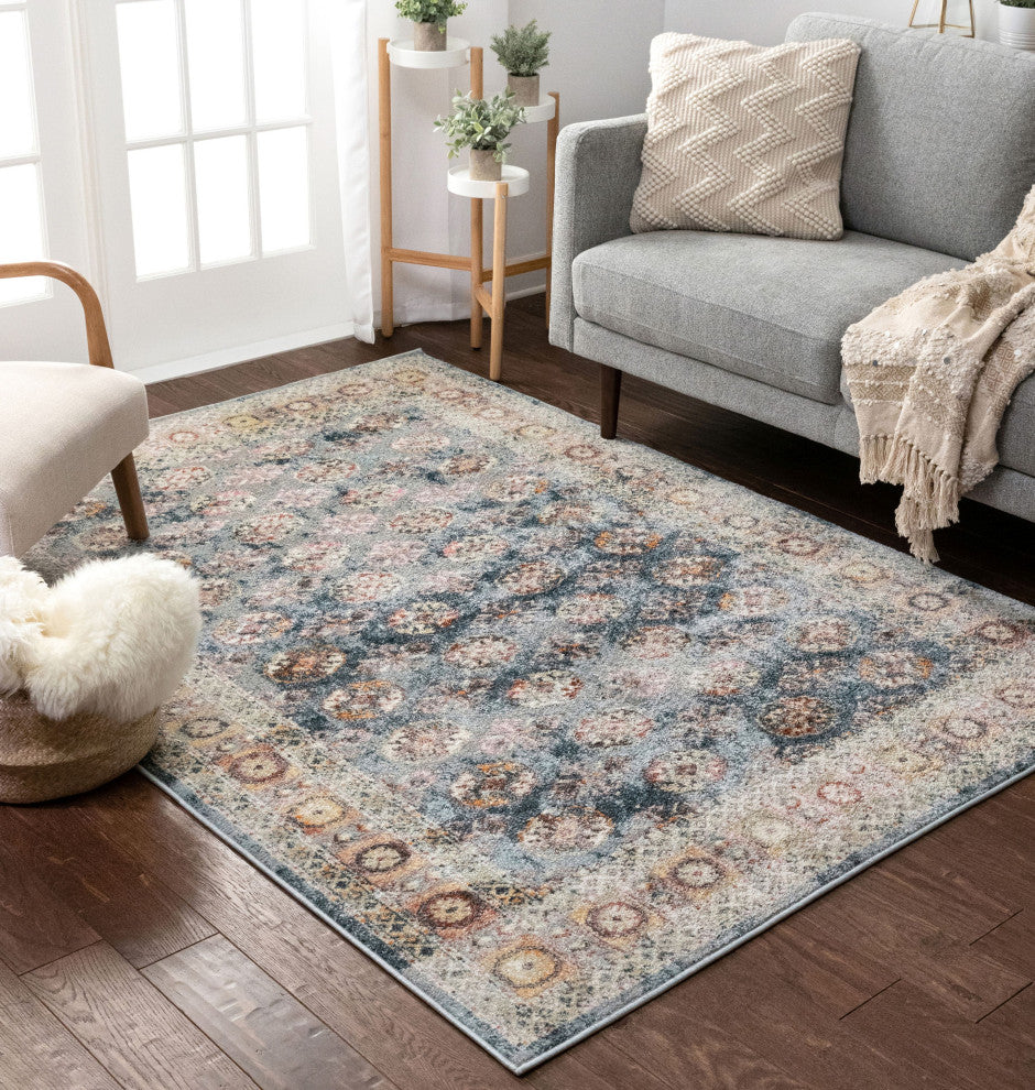 Well Woven Rodeo Matlock Bohemian Eclectic Persian Suzani Blue Rug, 7''10"x9''10"
