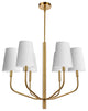 ELN-286C-AGB-790 6 Light Incandescent Pendant, Aged Brass w/ White Shades