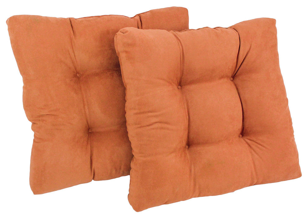 19" Squared Microsuede Tufted Dining Chair Cushion, Set of 2, Spice