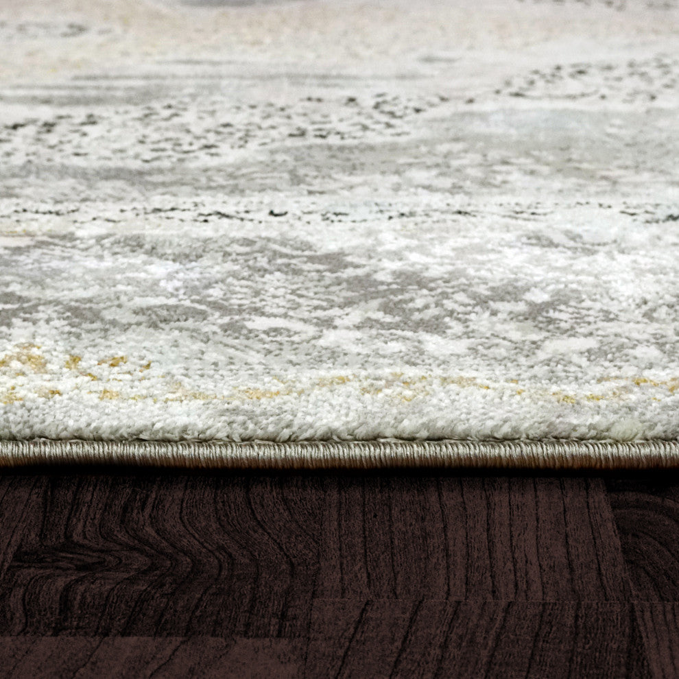 Dynamic Rugs Sunrise Polyester Area Rug, Cream/Gray/Charcoal, 9'x12'