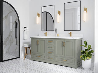 Boston 72 Double Sink Bath Vanity in Evergreen 2" Pearl Gray