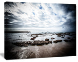 Dramatic Atlantic Coast at Low Tide, Seashore Canvas Art Print, 60"x28"