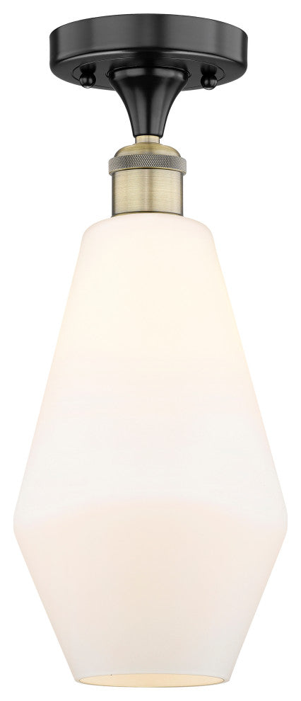 Cindyrella-1 Light 7" Semi-Flush Mount-Black Antique Brass-Cased Matte White