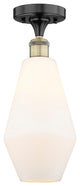 Cindyrella-1 Light 7" Semi-Flush Mount-Black Antique Brass-Cased Matte White