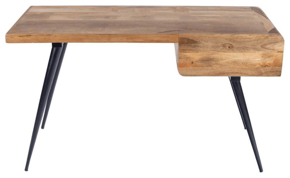 54" Brown And Black Mango Wood Writing Desk