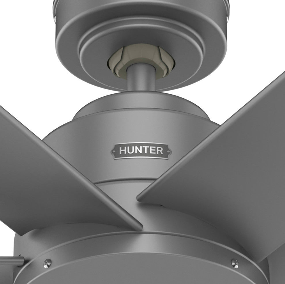 Hunter 52 inch Kennicott Matte Silver Damp Rated Ceiling Fan and Wall Control