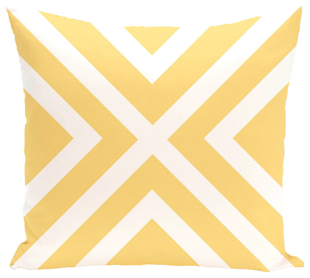 "x" Marks The Spot Stripes Print Pillow, Lemon, 20"x20"