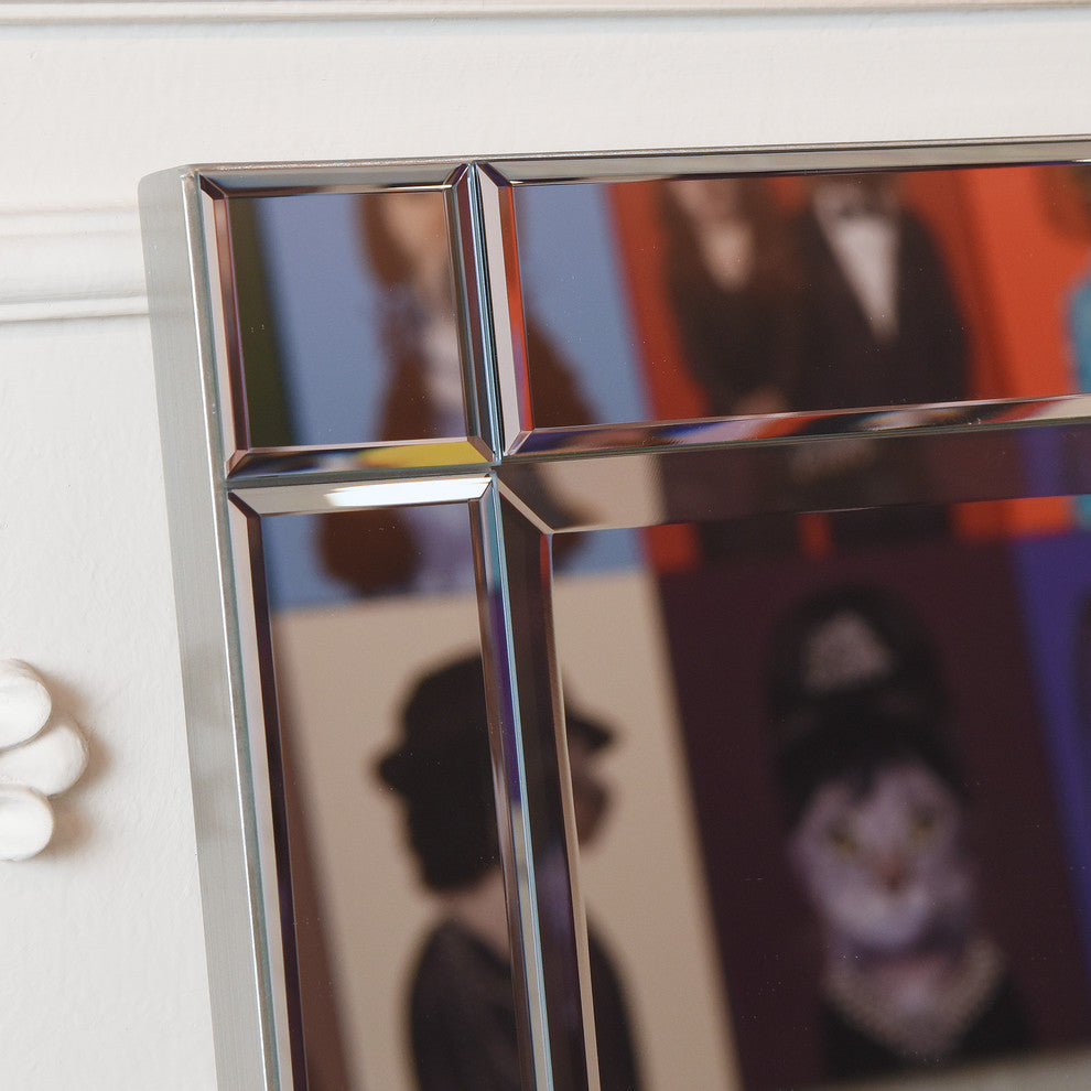 Squared Corner Beveled Rectangle Wall Mirror, Solid Wood Frame Mirror, 30" X 40"