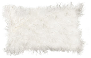 Natural 100% Sheepskin Mongolian Pillow, 12"x20", White