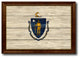 Massachusetts State Textured Flag Print With Brown Gold Frame, 23"X33"