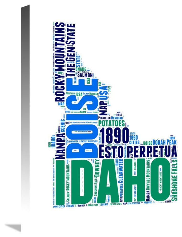 "Idaho Word Cloud Map" Fine Art Print