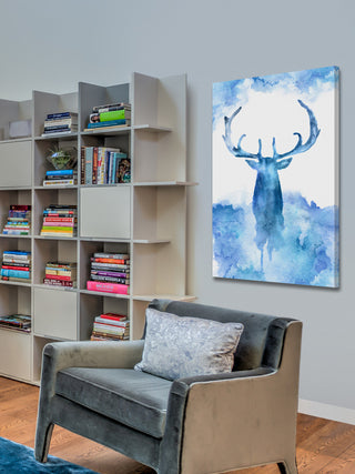 "Blue Moose" Painting Print on Wrapped Canvas