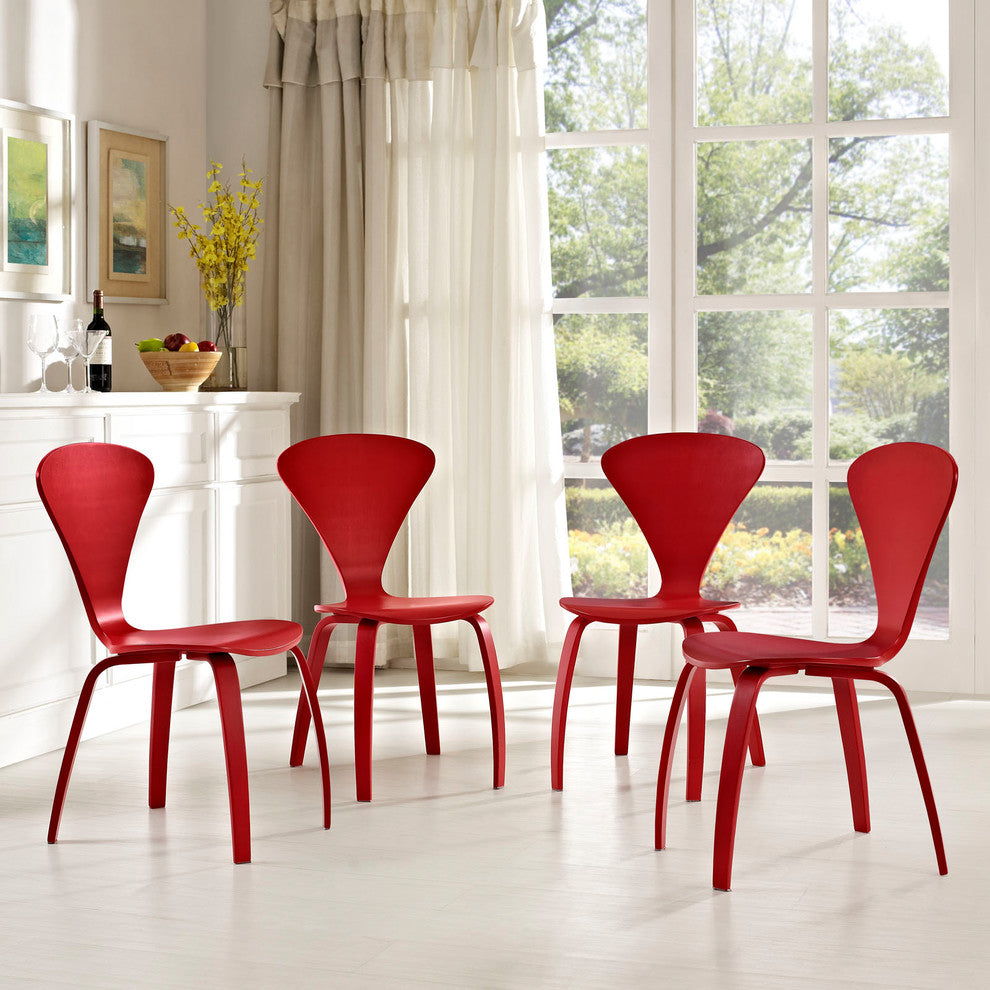 Modern Red Vortex Dining Chairs Set of 4