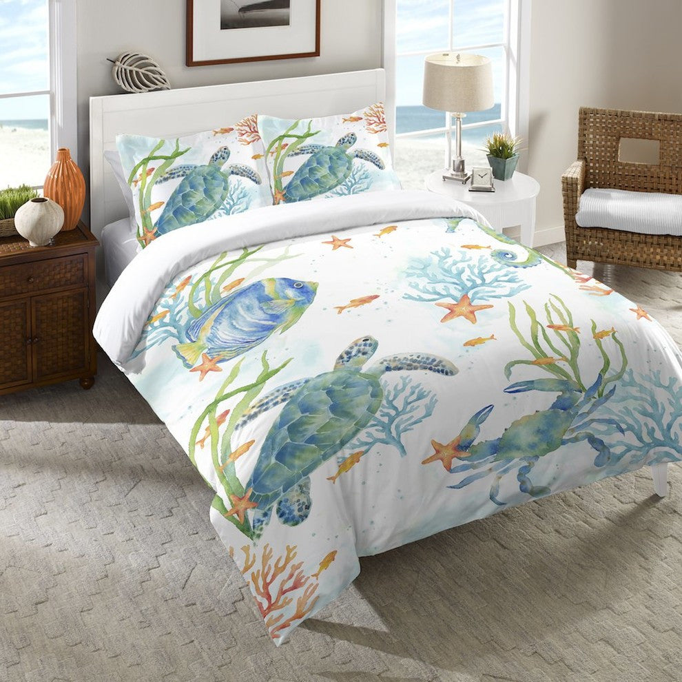 Laural Home Sea Life Serenade Queen Duvet Cover