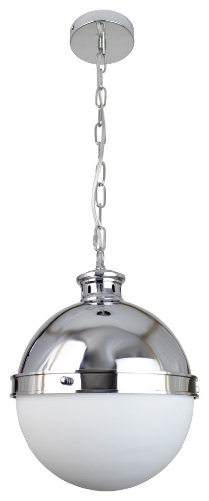 Itzen 1-Light Modern Mid Glass Globe Pendant, Chrome