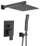 10"Wall Mounted Rainfall Shower System, Matte Black